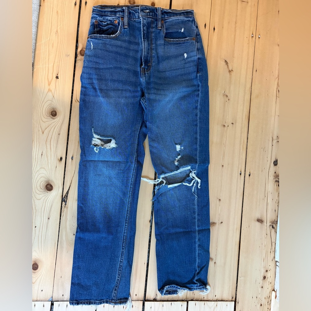 A&F Distressed Blue Denim jeans